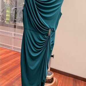 Elegant Teal Draped Dress